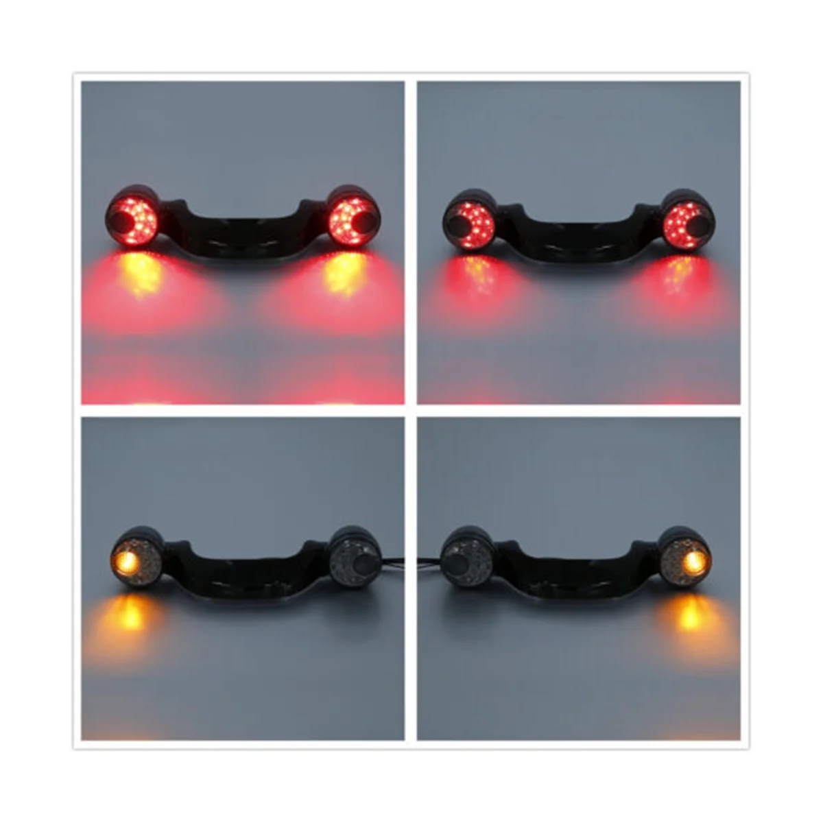 For Harley Street Big Glide 10-21 Retrofit Rear Turn Signal Brake Light with Bracket LED Tail Light Matt Black-Yellow