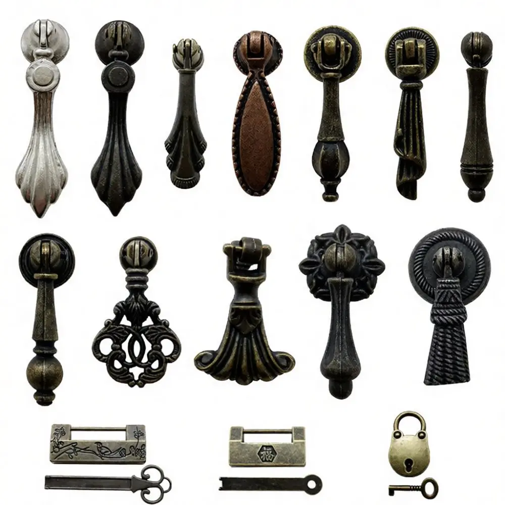 Antique Bronze Drawer Knob Chinese Retro Style Pull Decorative Hardware For Residential Cabinetry Furniture And Dressers