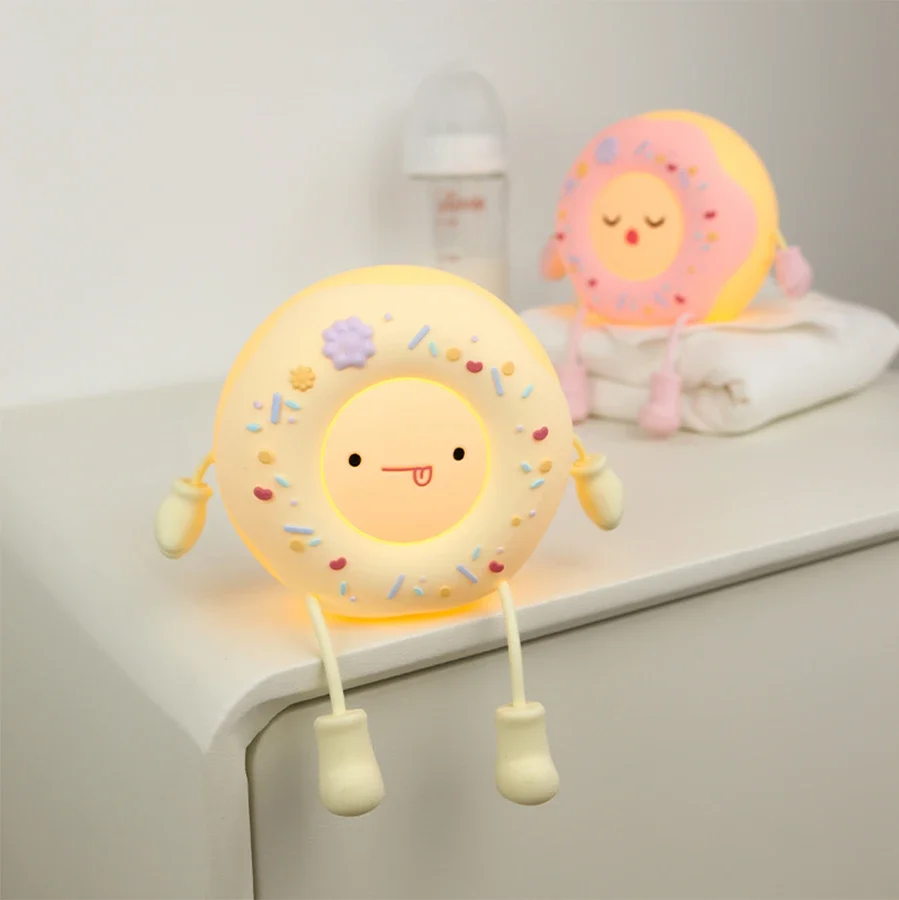 Rechargeable USB Table Lamp Led Night Light  Decoration for Bedroom Birthday Christmas Kid Gift Cake Donut Cute Food Nightlight