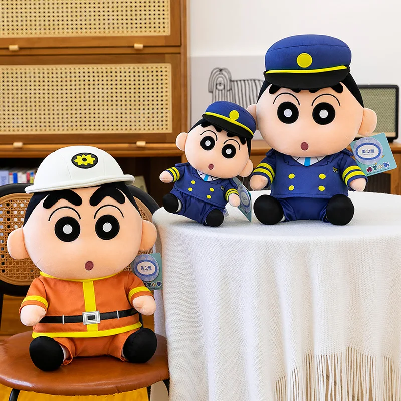 New Authentic Kawaii Firefighter Crayon Shin Chan Plush Toy Stuffed Doll for Kids Birthday Xmas Gift Home Decor Pillow Wholesale
