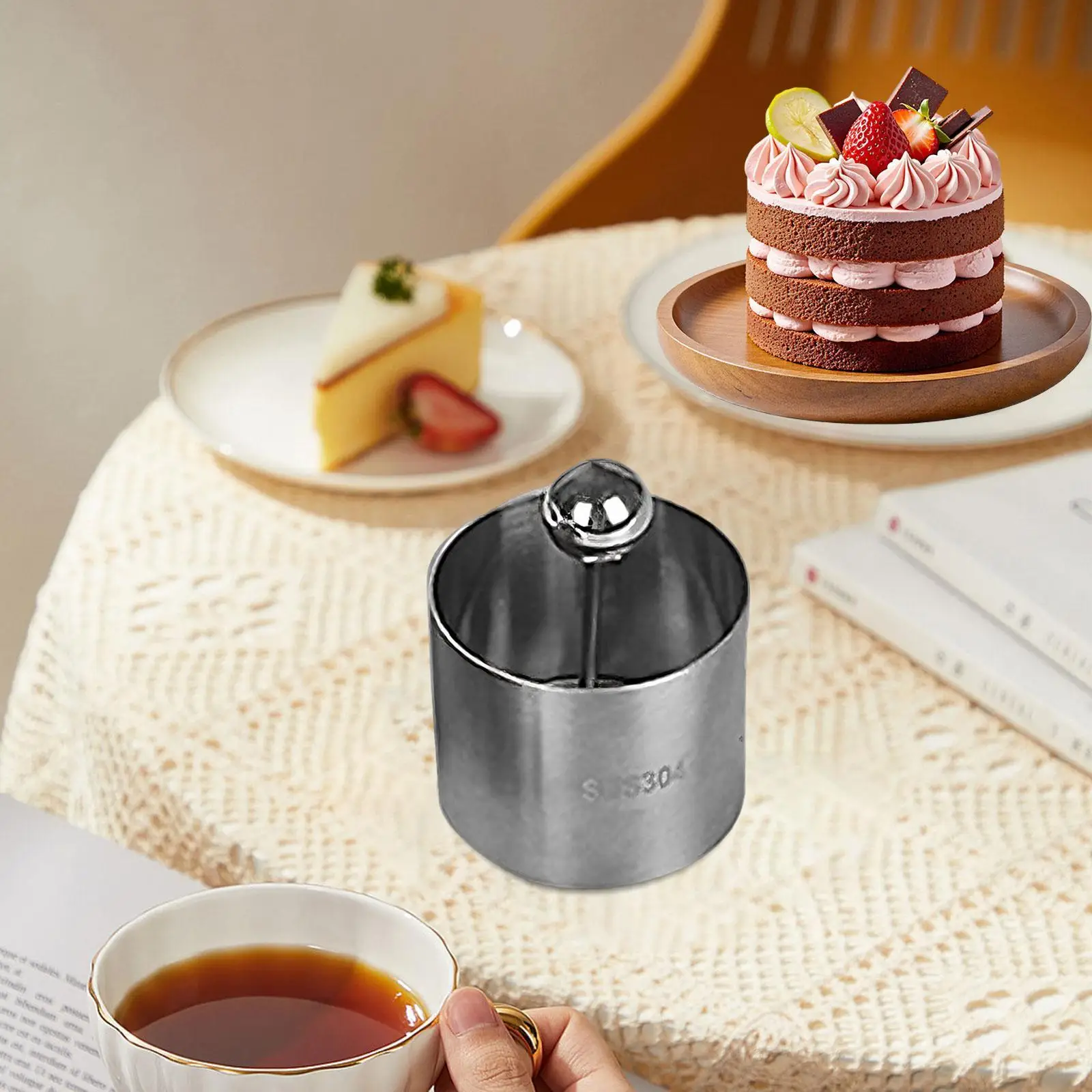 Stainless Steel Cake Mold Ring with Pusher Round Food Ring Professional Bakeware for Bento Cakes and Snacks