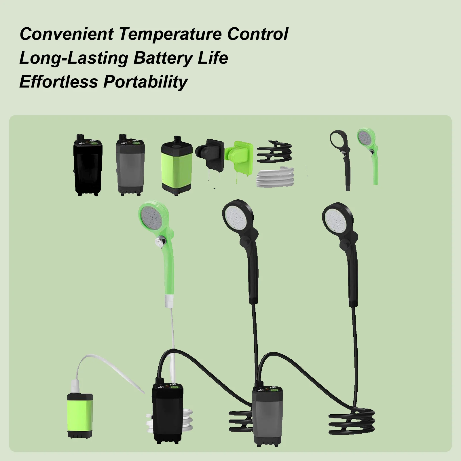 

Portable Shower for Camping Rechargeable Travel Shower with LED Display Waterproof Outdoor Camp Pump with 3 Spray Modes