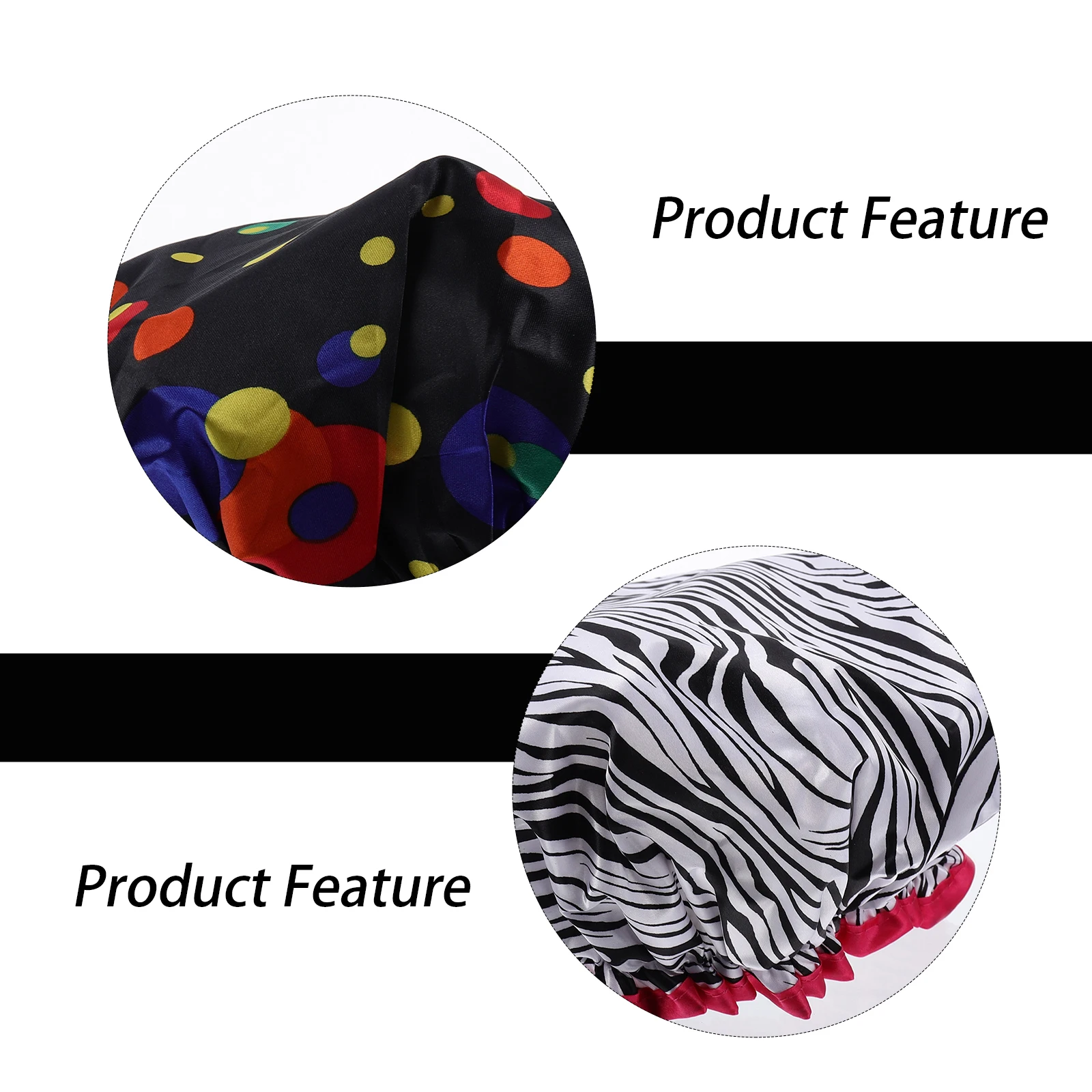 

2Pcs Waterproof Hair Cap Elastic Shower Bathing for Women Satin PEVA Big Size Soft Comfortable Double Layer FacialCare