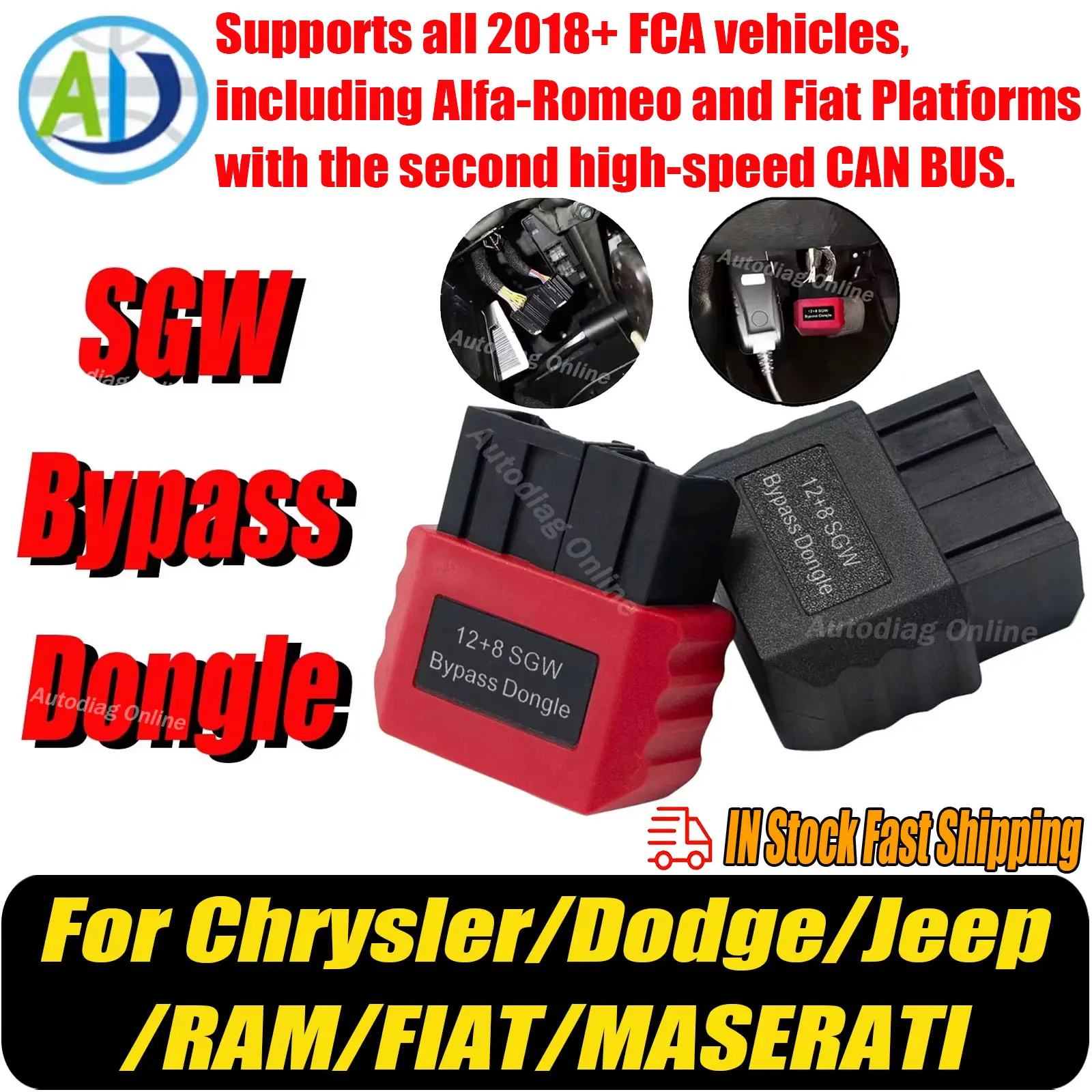 SGW Bypass Dongle For Chrysler/Dodge/Jeep/RAM/FIAT/MASERATI 12pin 8pin Security Gateway Adapter For FCA Security Gateway Adapter