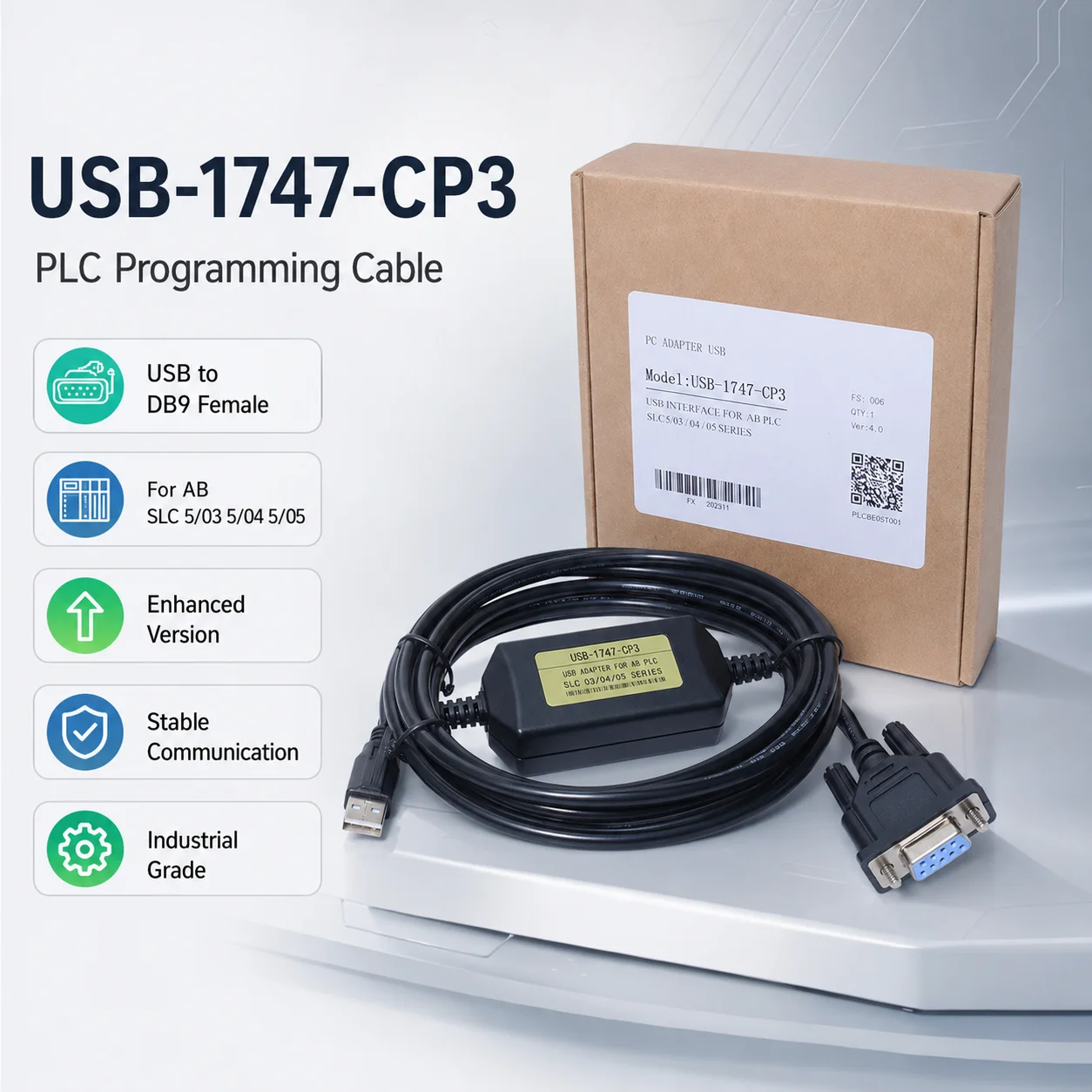 10V Communication Download Cord USB-1747-CP3 3M USB to DB9 for AB SLC 5/03 5/04 5/05 PLC Parameter Setting
