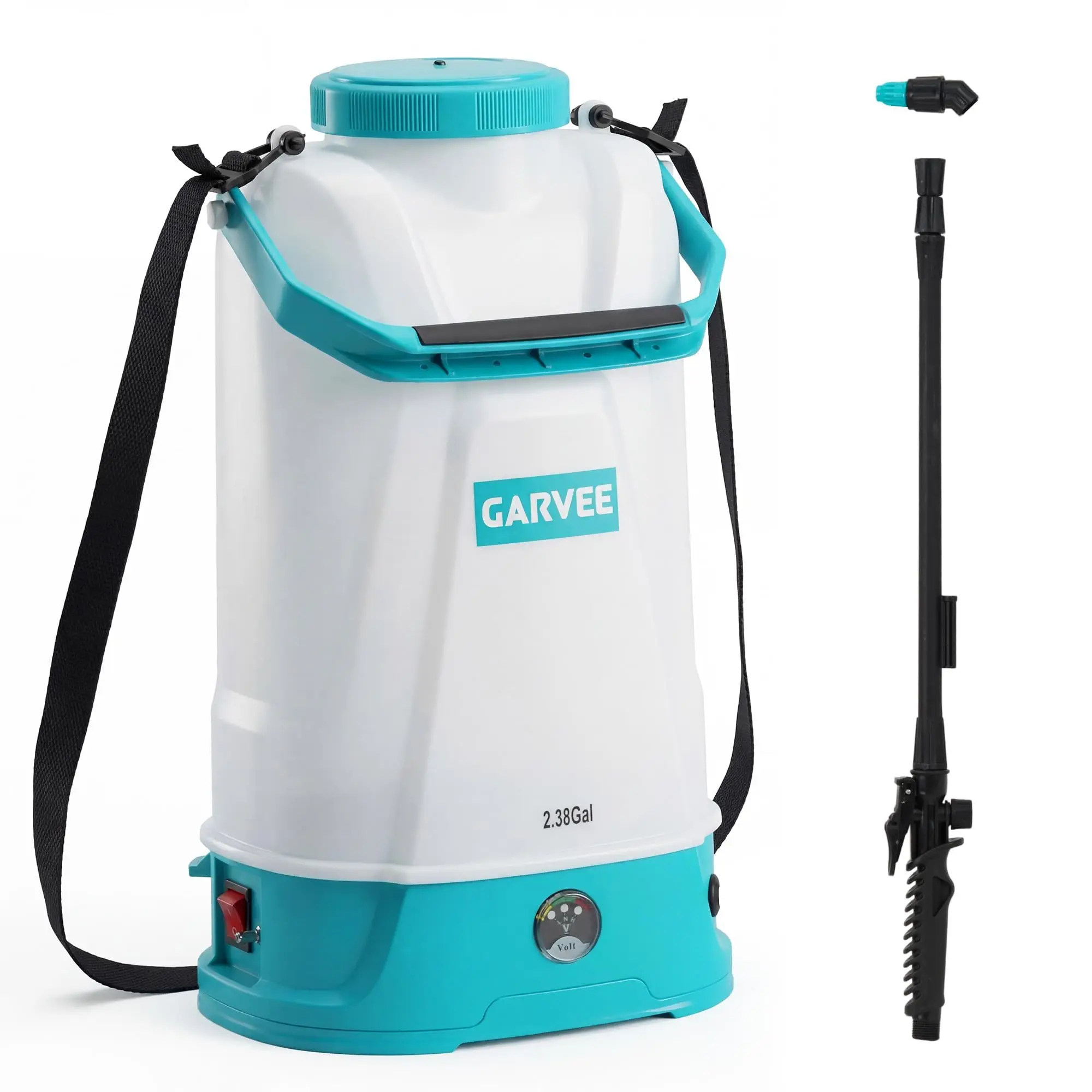 12V Battery Powered Garden Sprayer 1.32/1.85/2.38 Gal, Electric Lawn Weed Sprayer With 0-60 PSI, Wand & Shoulder Strap
