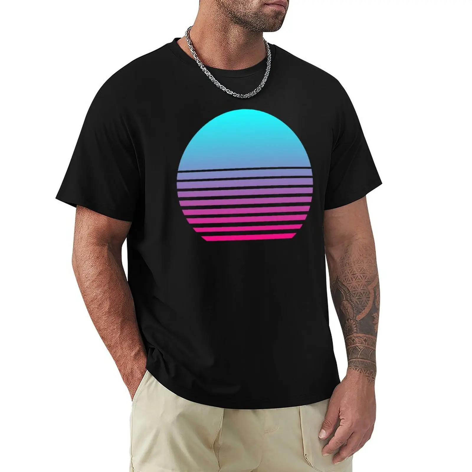 Outrun Retro Sun T-Shirt Casual Everyday Wear T-Shirt
