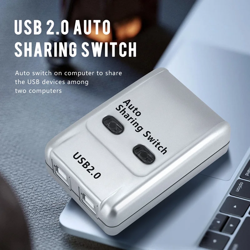 FJGEAR USB 2,0 interruptor de compartir automático adaptador HUB de 2 puertos conmutador para 2 dispositivos de interruptor USB de impresora de PC compatibles con Windows-N35R