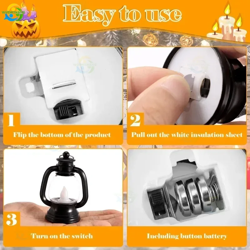 1/12pcs Mini LED Candle Lanterns Portable Vintage Tea Light Candle LED Light Rustic Flickering Candle Lamp Home Party Decor