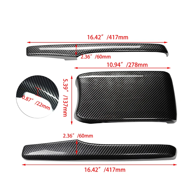 3 Pcs Car ABS Carbon Fiber Central Armrest Box Panel Cover for Honda Civic 2016- 2021 Accessories Interior Parts