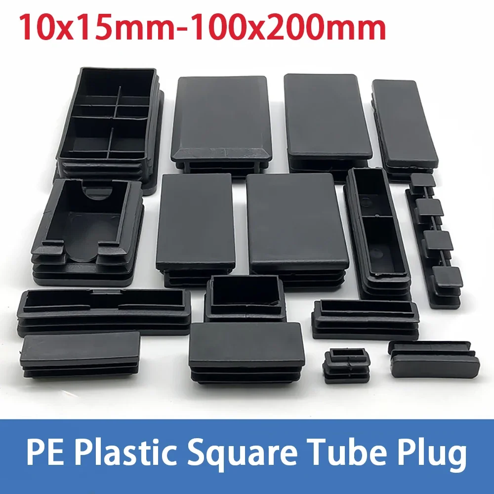 PE Plastic Square Plug Tube Plug Stainless Steel Dustproof Sealing Cap 10-200mm Table Chair Plug Anti Slip Silent Wear-Resistant