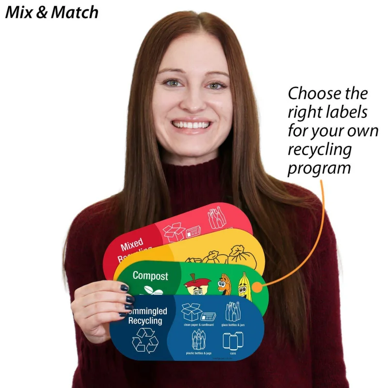 

Новые трансграничные 4 красочные наклейки, подходящие для смешанной переработки, наклейки, специальные наклейки для мусорного бака, декоративные водонепроницаемые винилы/