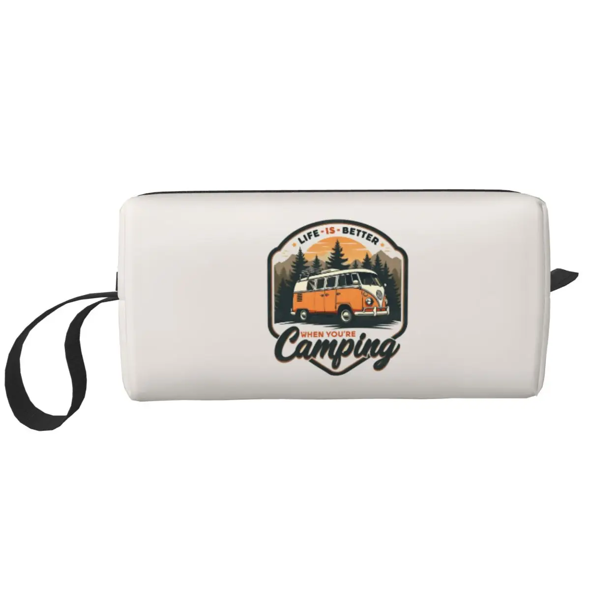 CamperVan Happy Camper Makeup Bag Cosmetic Organizer Storage Dopp Kit Toiletry Cosmetic Bag for Women Beauty Travel Pencil Case