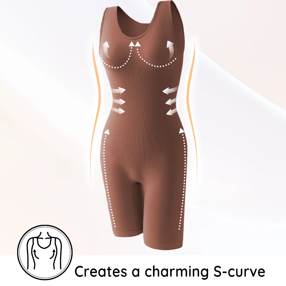 ALLBASE Seamless Bodysuit Bodysuit Butt Lifter Shapewear Waist Trainer Body Shaper Snactch Waist Shapewear Wide Shoulder Black