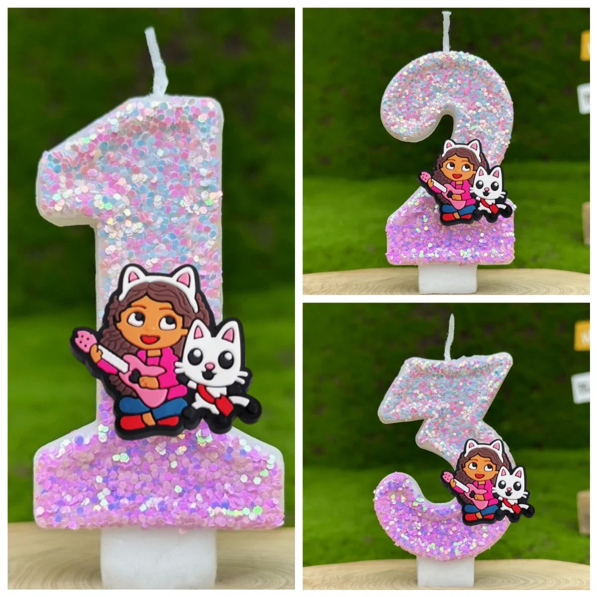 Cute Gabbys Dollhouse Digital Candle Number 0-9 Kids Birthday Cake Decoration Supplies Cartoon Anime Party Accessories Supplies