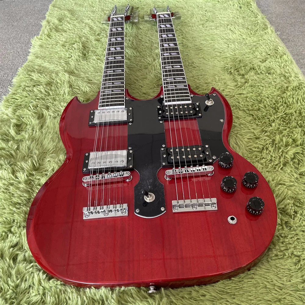 

In stock Red SG Electric Guitars Double Head 6-Strings+12-Strings Chrome Hardware Free Shipping Guitars guitarra