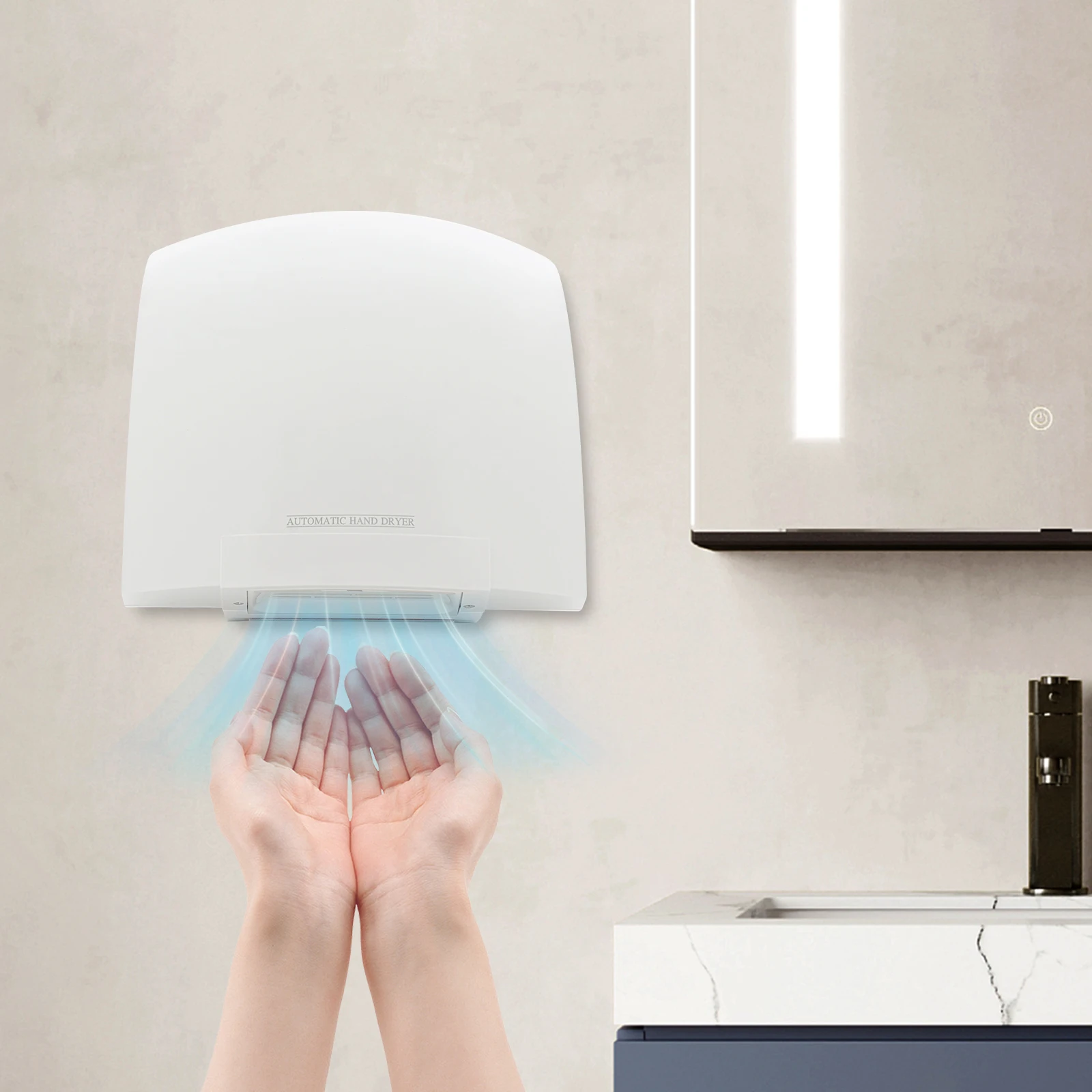 1200w 40-65℃ Electric Hand Dryer Infrared Induction Wall Mount Commercial Compact Air Hand Dryer Automatic Hand Air Dryer