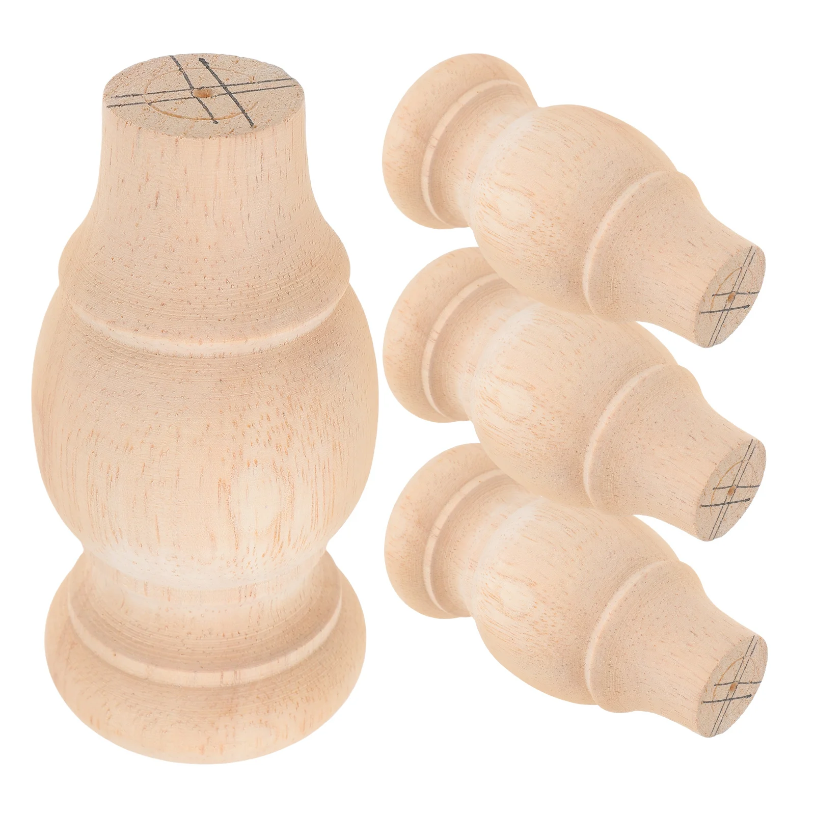 

4Pcs Solid Wood Furniture Legs Carved Round Table Feet for Sofa Cabinet Couch Replacement Wooden Feet Legs for Furniture
