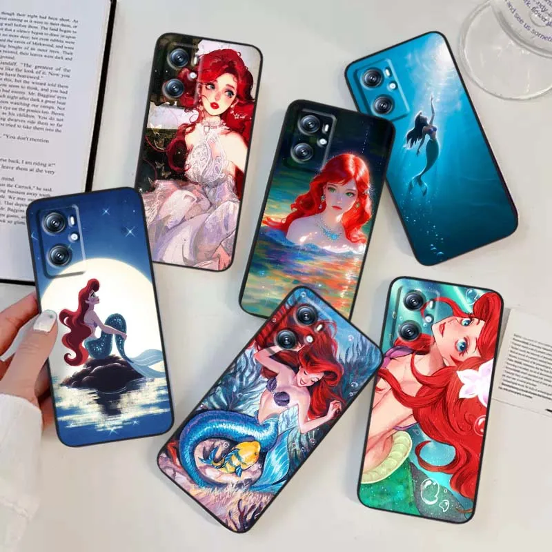 Чехол для телефона Disney «Русалочка» для OPPO Reno 7 A96 A40 A58 5 6 Realme GT A74 A78 Neo2 A74 A78 Find X5 X3 X7 X8 Черный