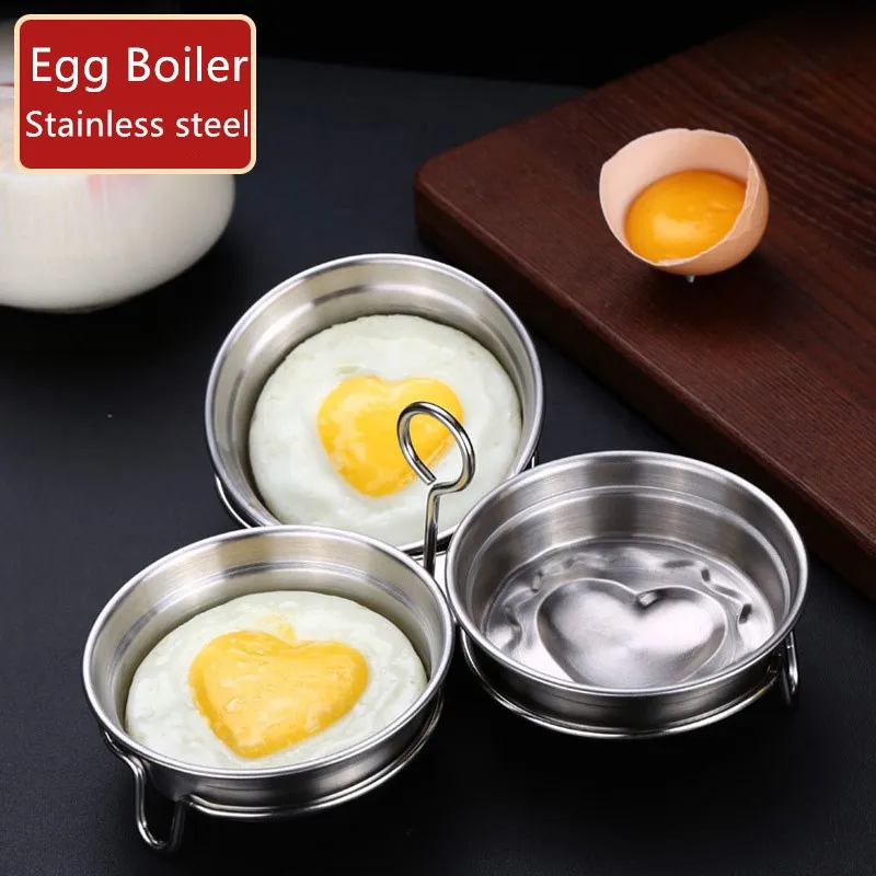 Stainless Steel Non-Stick Egg Cooker, Poached Egg Mold, Baking Kitchen Tool, Pancake Maker, Steamer Cookware, 1Set