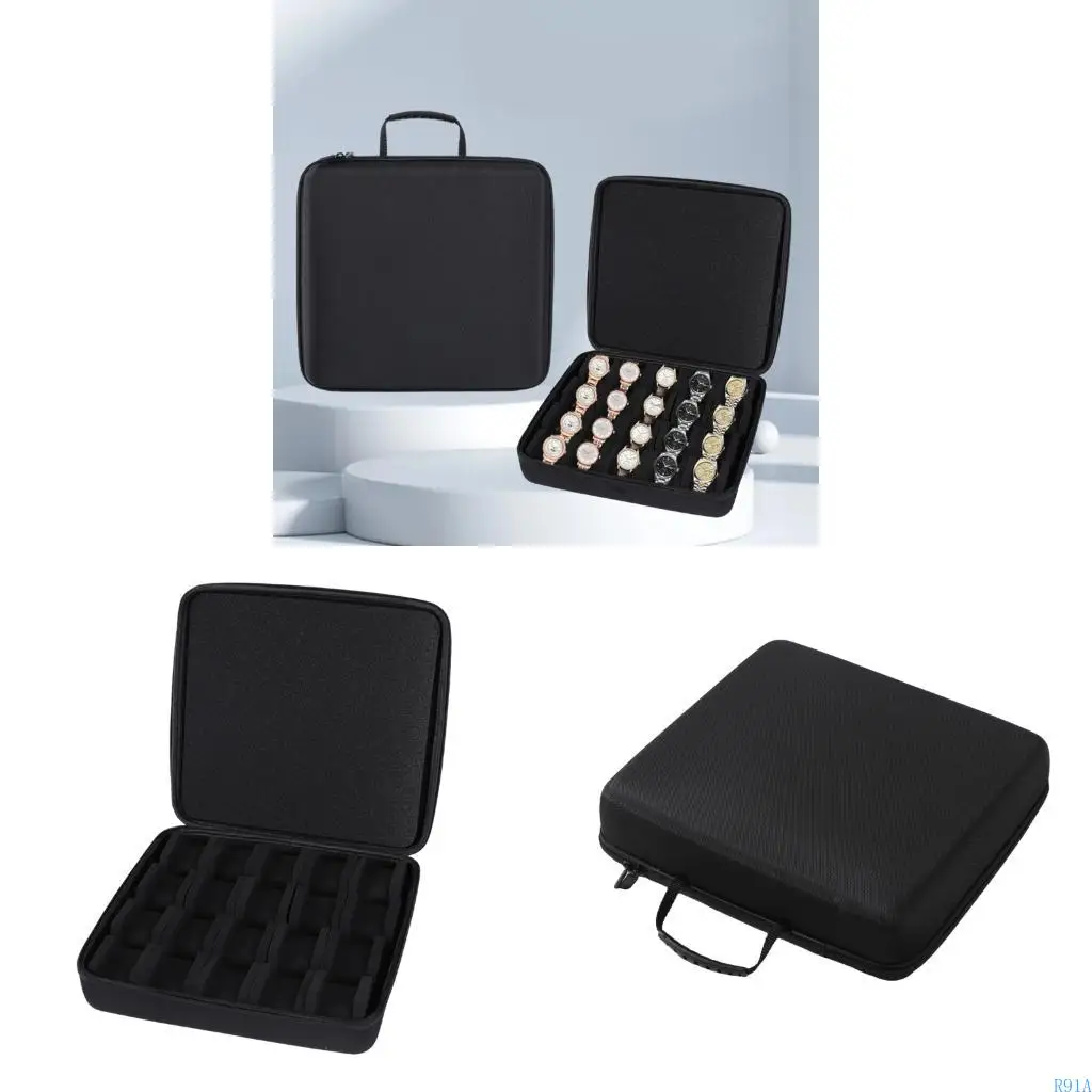 

R91A Protective 20 Slot Carrying Case Storage Box for Wristwear Jewelry Watch Small Items Gadget Organizers Everyday Use Trip