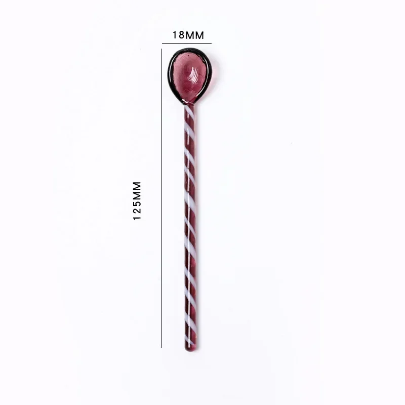 Creative Colorful Glass Stirring Rod Spoon Colored Glass Stirring Rod Cute Long Handle Juice Coffee Extended Spoon Tableware