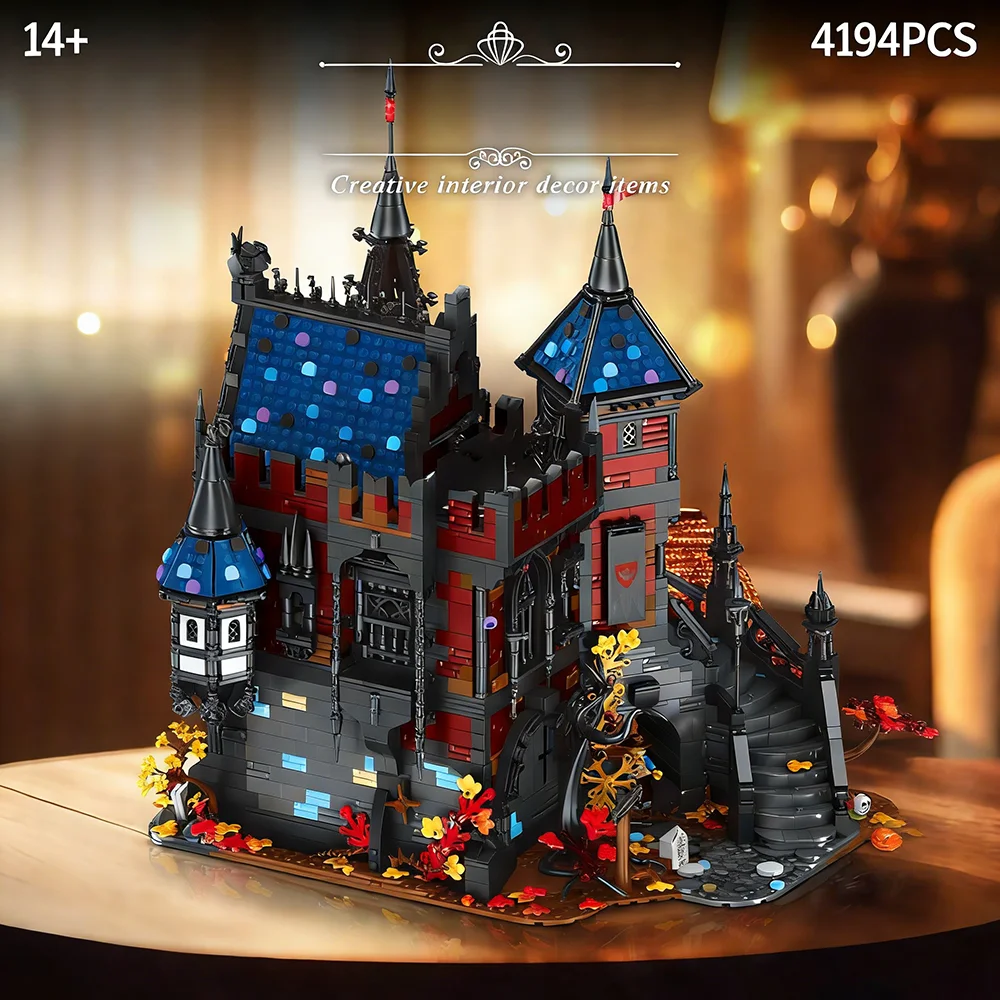 

Конструктор MOC 4194 детали: Уличные здания для Хэллоуина, модель Замка Трансильвании, игрушки для самостоятельной сборки, развивающий STEM-подарок для коллекционеров
