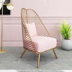 Nordic luxury gold Leisure sofa Chair Iron Chair Hollow backrest design single sofa Chairs Living Room Furniture Customizable