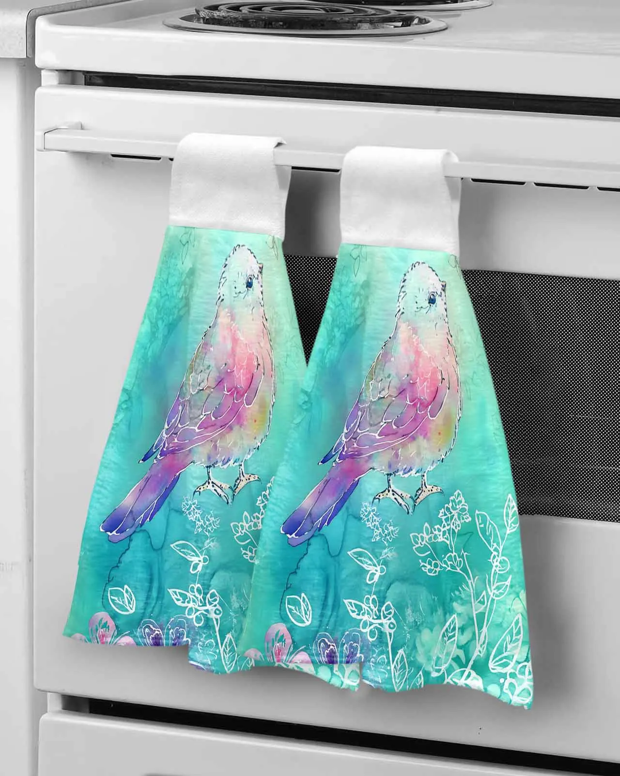 

Vintage Bird Animal Hand Towels Kitchen Microfiber Cleaning Cloth Bathroom Absorbent Hanging Towels