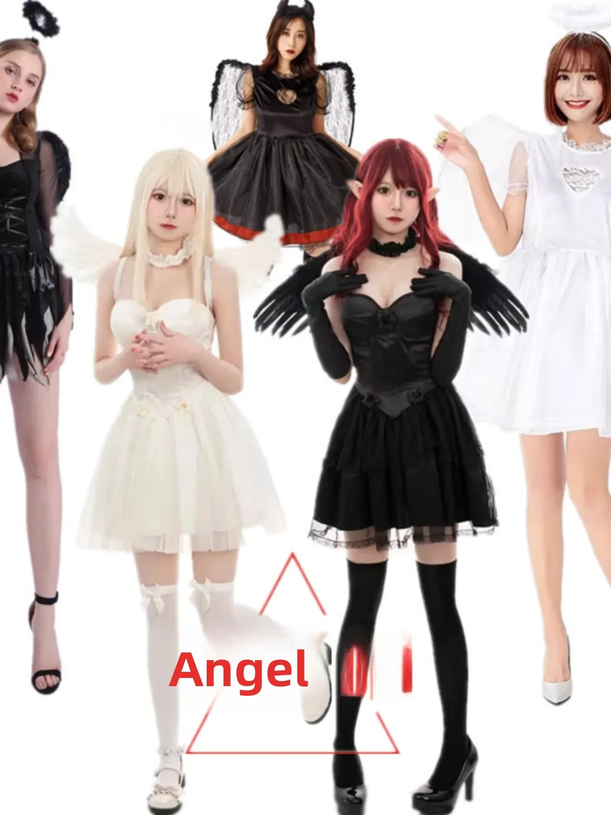 

Хэллоуин Косплей Невеста Дьявол Ведьма Блэ и Белый Ангел Ролевой Костюм Женский Традиционный Этнический Сценический Костюм