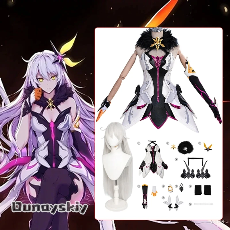 

Honkai Impact 3rd Cosplays Kiana Kaslana Costum Kiana Sexy Slim Fit Battle Skirt Wig Shoe Set Halloween Disguise for Adult Women