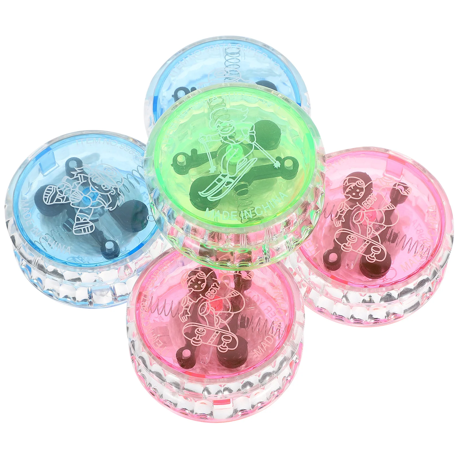 

5pcs LED Flash Yo-yo Toys for Kids Boys Beginners Plastic Yoyo Glow in Dark Light Up Creative Fun Children Play