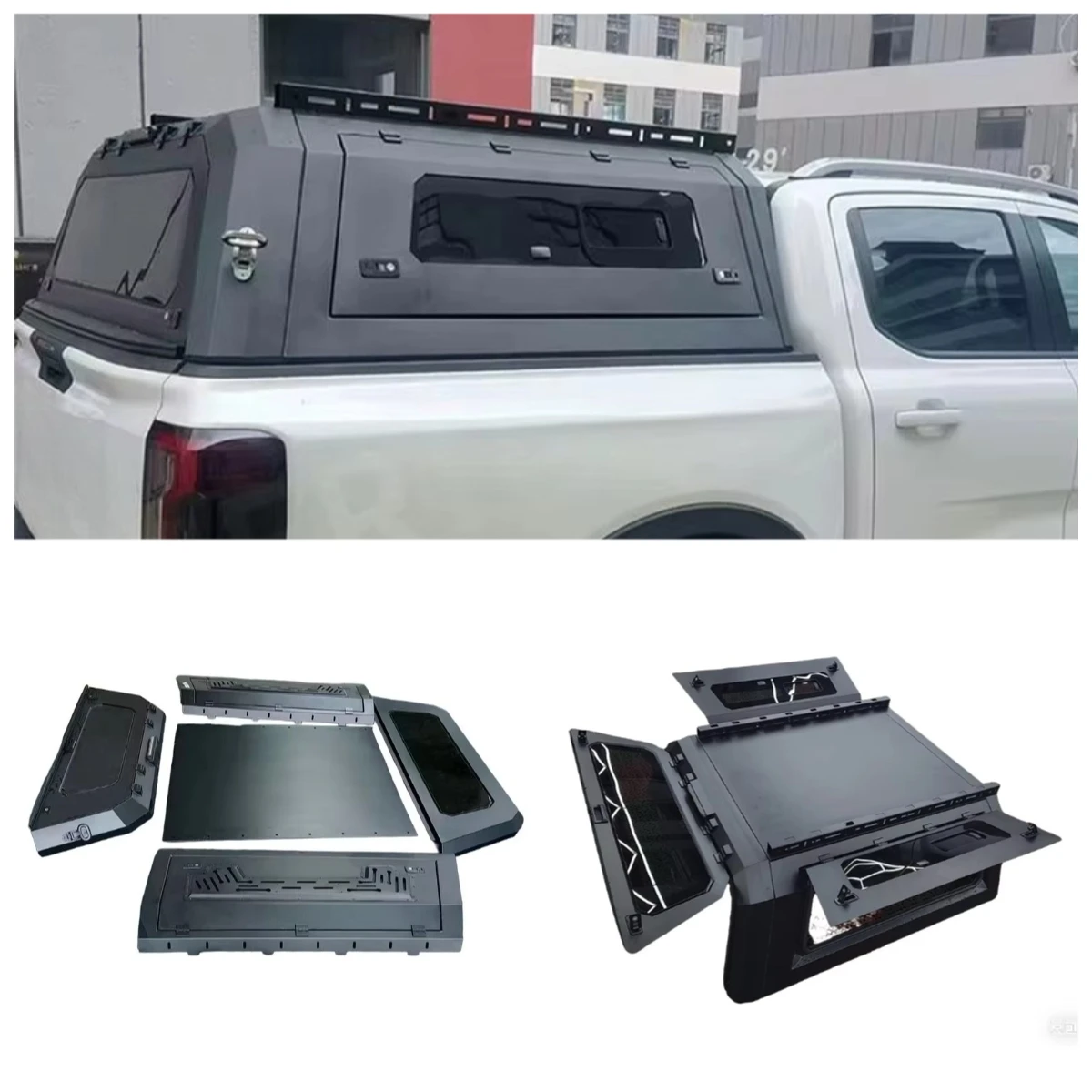 

Universal Manganese Steel Hard Top Canopy Compatible with F150 Tacoma/Tundra Tonneau Cover