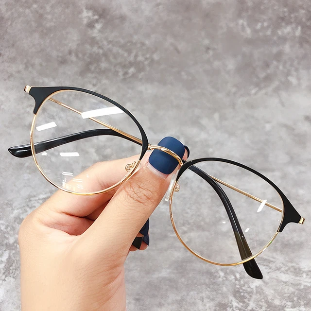 Gafas de lectura con montura redonda Vintage para hombre y mujer lentes decorativas de Metal para miopia y ordenador lentes de descanso AliExpress