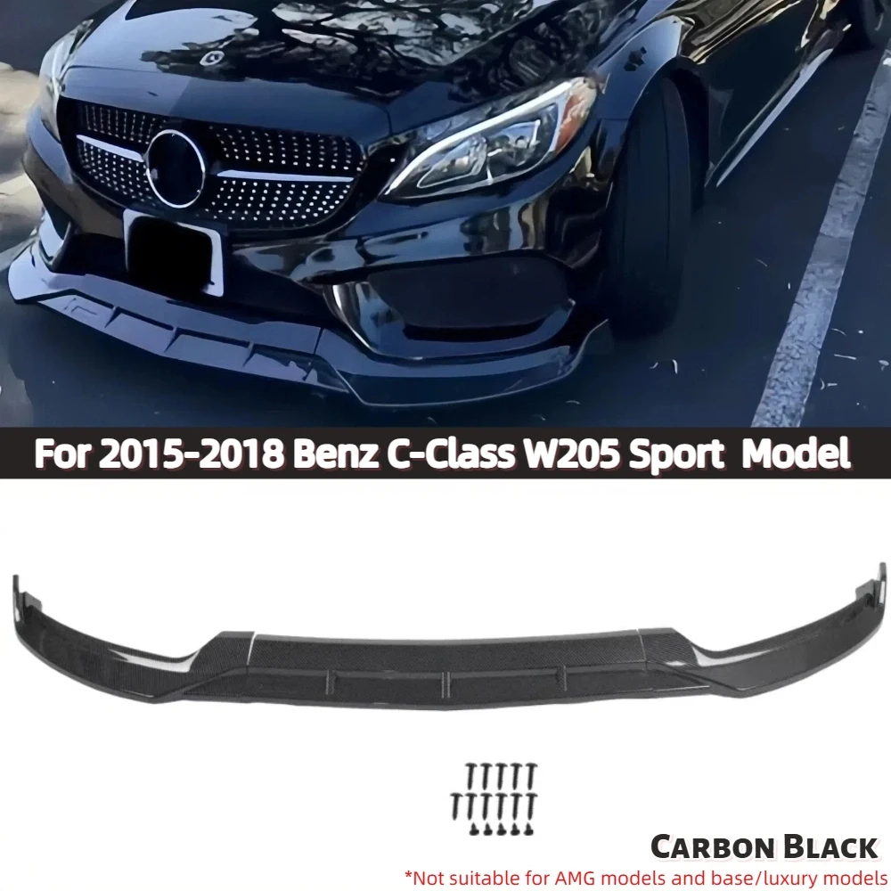 

Front Bumper Lip For 2015-2018 Mercedes-Benz W205 C-Class C300 Sport Carbon Fiber Style
