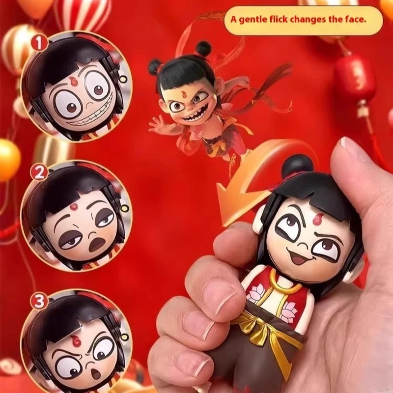 

Authentic Na Zha Transforming Face Toy Pao Bing Expression Pendant Figure Children's Day Gift Collectible Action Figure Toy
