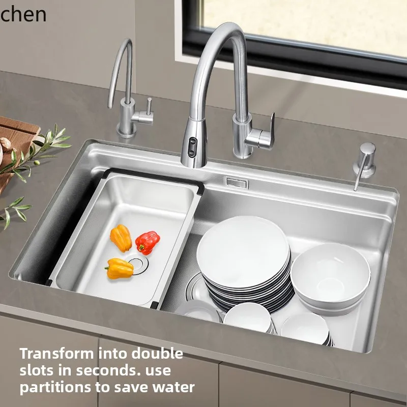 YXY SUS304 Stainless Steel Sink Large Single Bowl Undermount Thickened Kitchen Sink Dishwashing Basin