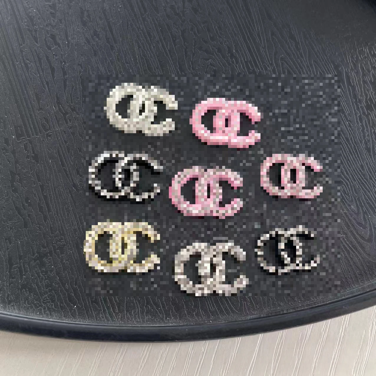 5psc Full Diamond Jewelry Accessories Simple and Versatile Metal Letter C Resin Flatback Pink DIY Decorative Auxiliary Material