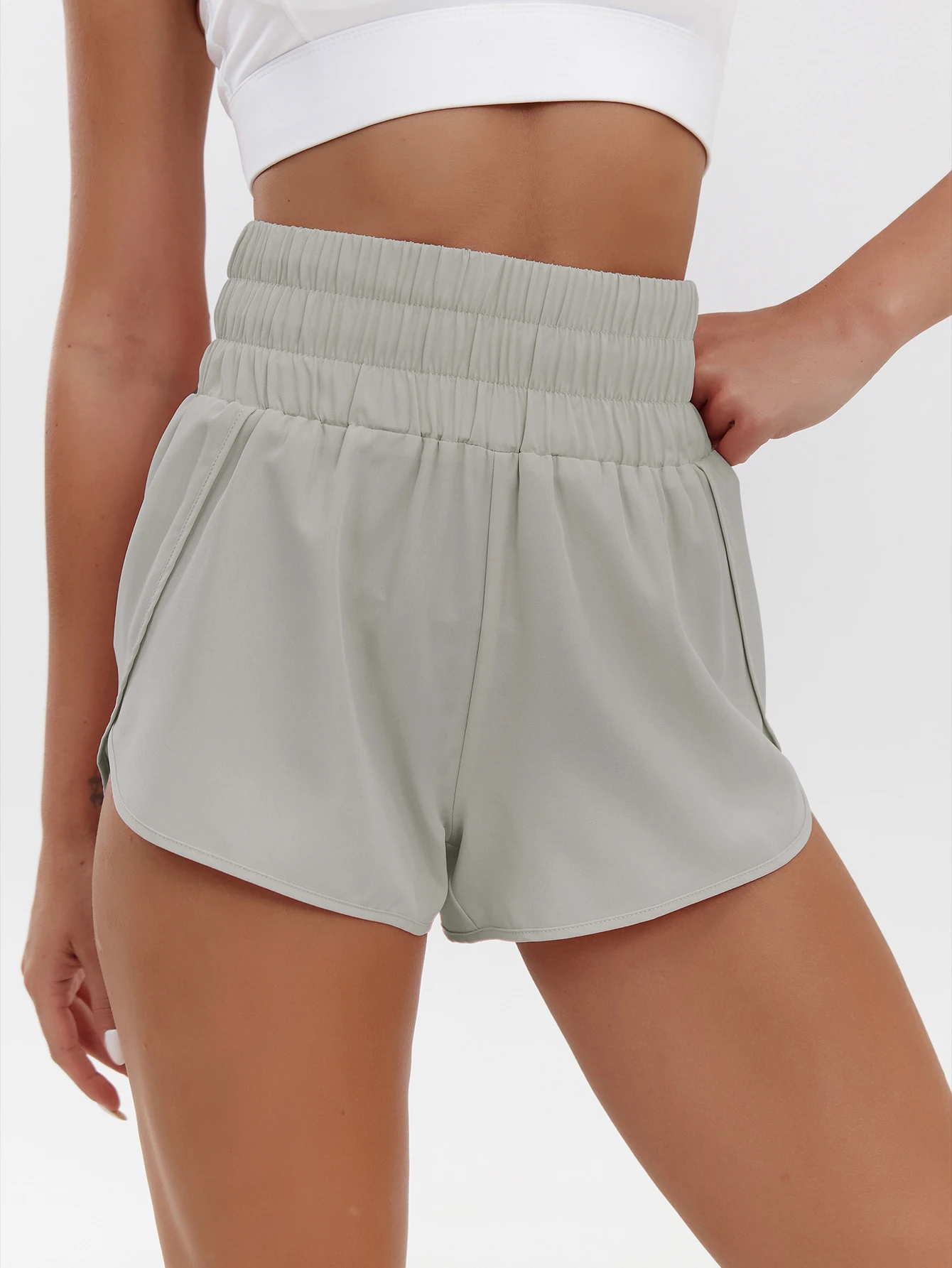 2025, neue europäische und amerikanische Damen-Shorts, hohe Taille, elastisch, locker, schnell trocknend, Sport-Freizeit-Shorts, atmungsaktive Hose – Detail 8