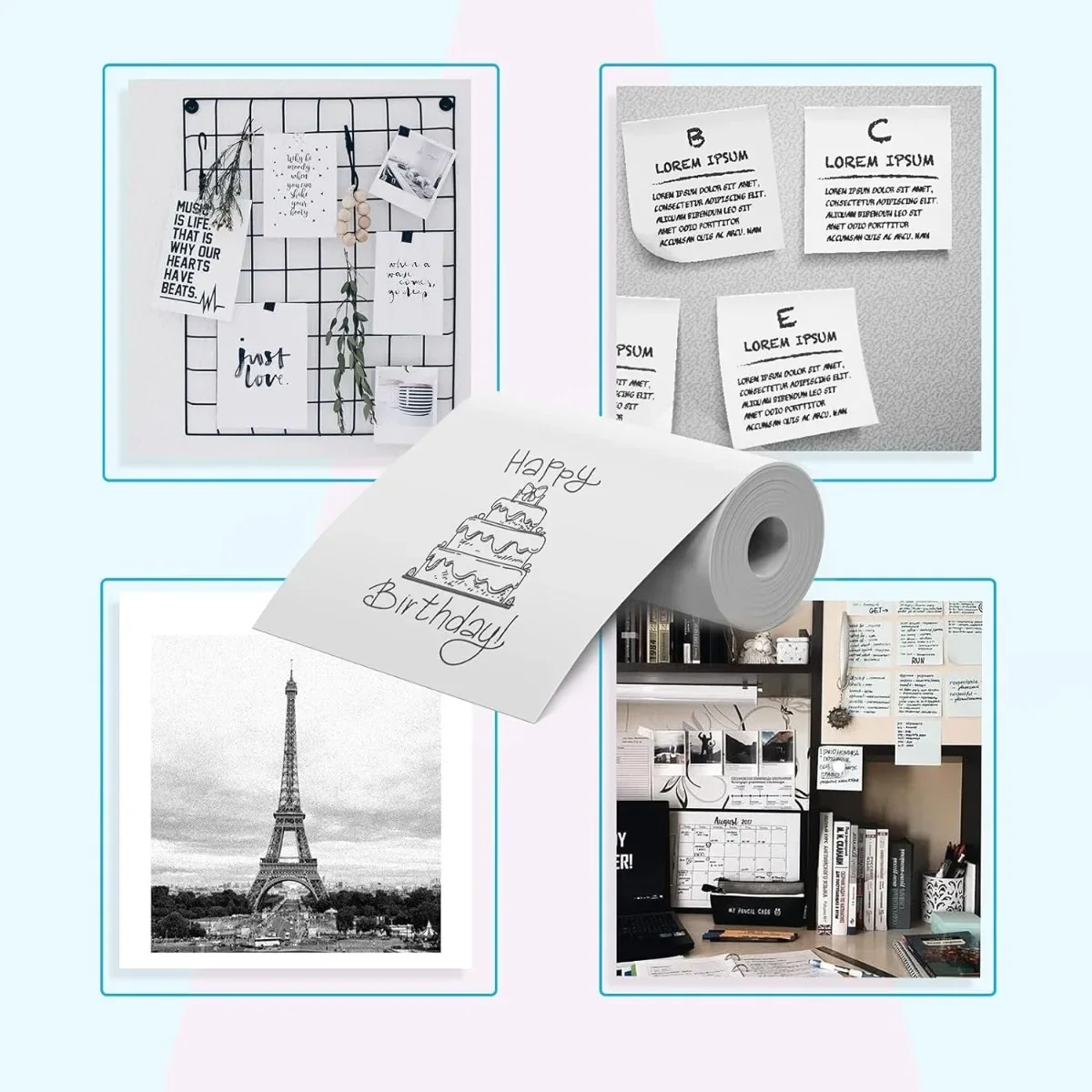 Mini papier thermique sans autocollant pour imprimante portable, appareil photo pour notes, photos, attro, reçus, liste de choses à faire, scrapbooking, Noël, 57mm