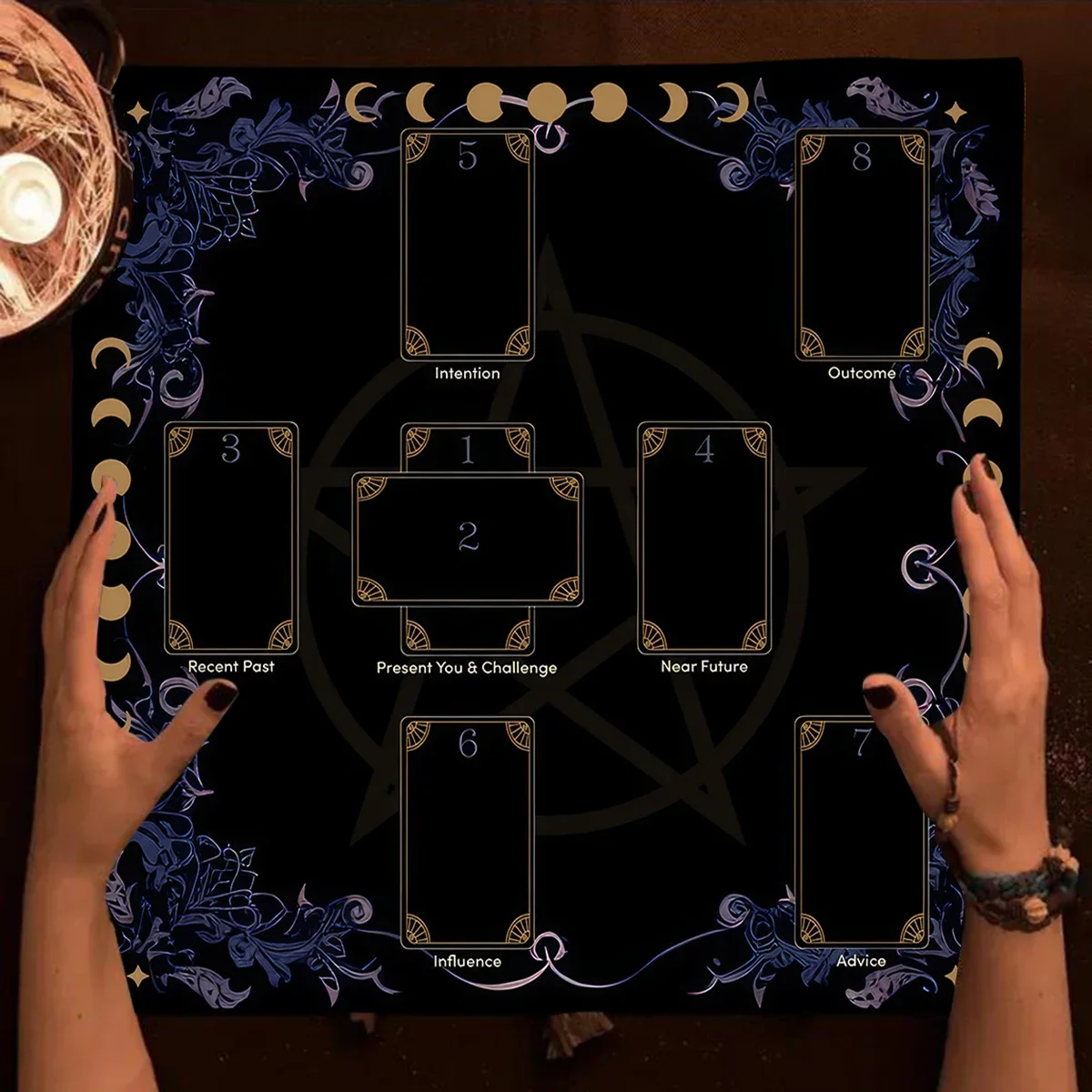 Divination Tarot Cards Table Cloth Love Career Oracle Card Tablecloth Celtic Cross Card Reading Altar Cloth Witchy Table Cover view 2
