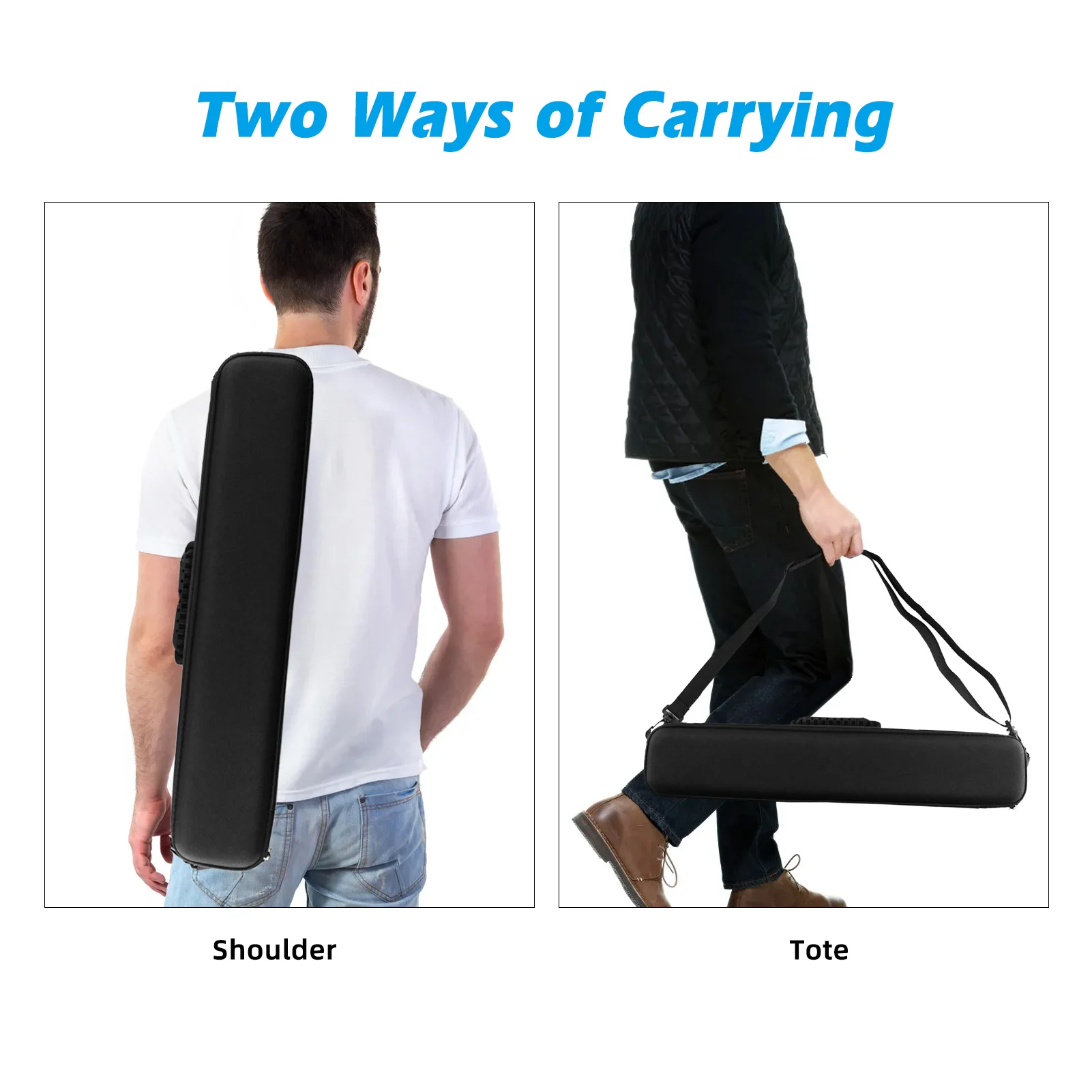 Fishing Rod Reel Storage Bag Hard Fish Pole Organizer Built-in Foam Cushion for Easy Carry 53x11x7.5cm