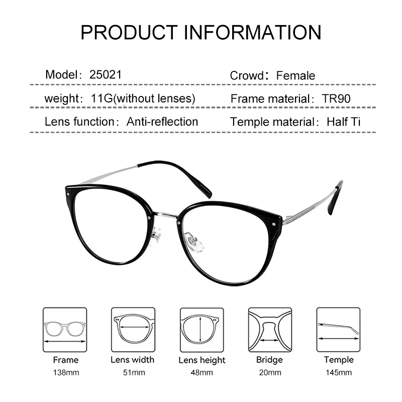 EYORA موضة عين القط النساء التيارات نظارات للقراءة مكافحة الضوء الأزرق قصر النظر و مد البصر اللونية وصفة طبية نظارات عدسة #5