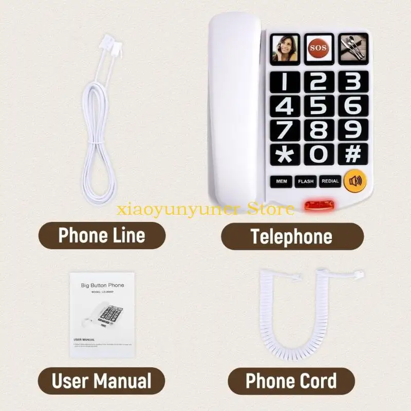 P9JB Corded Telephone with Oversized High-Contrast Numeral Controls Landline Phone