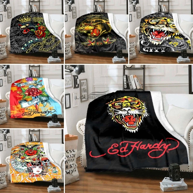 Hd3d impressão moda padrão impressão e-ed-hardy família quarto lazer cobertor de dormir estudo xale cobertor macio presente