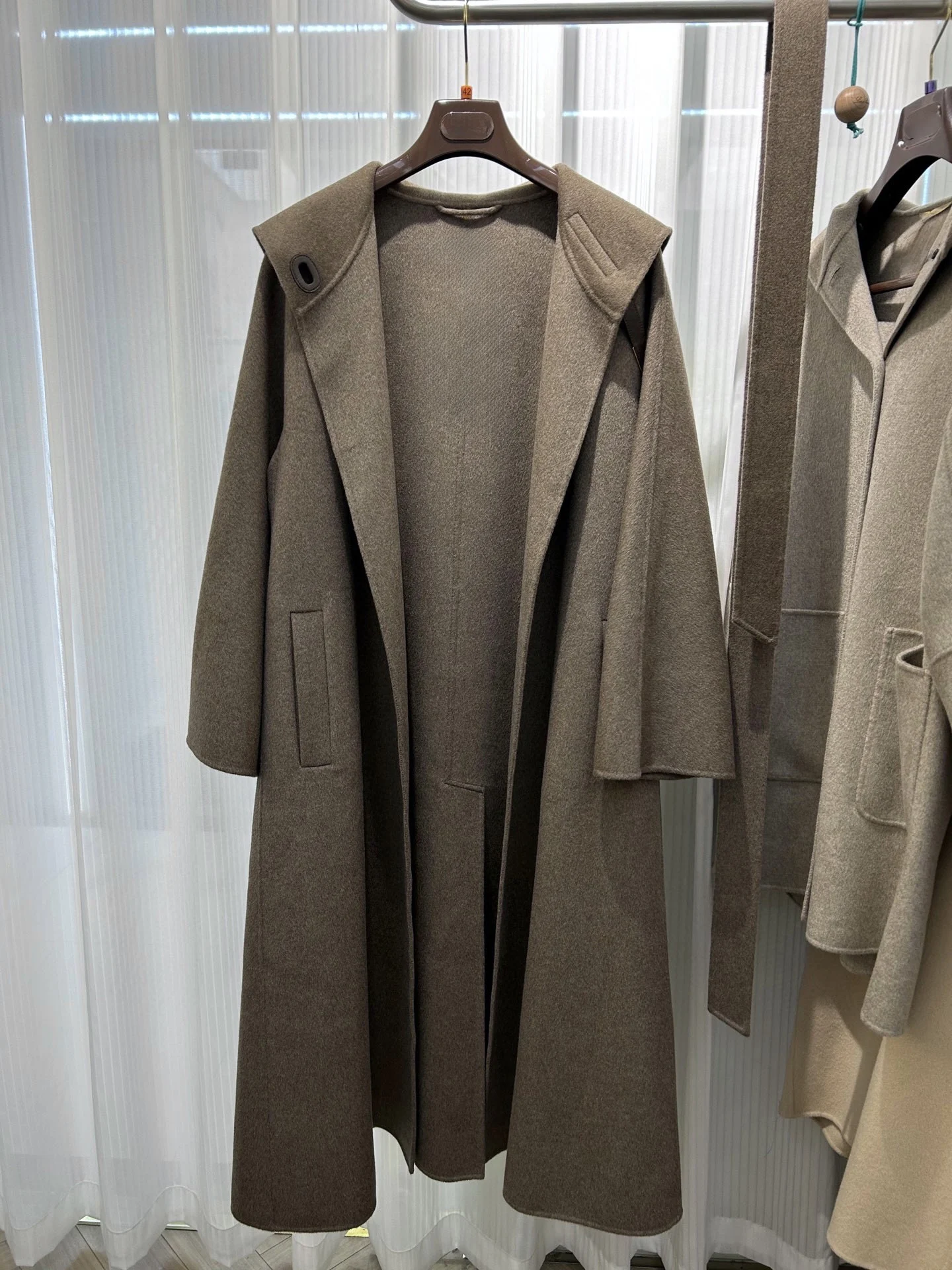 2026 Autumn/Winter New High-Quality Fashion Leather Buckle Stand Collar Double-Sided Cashmere Coat For Women