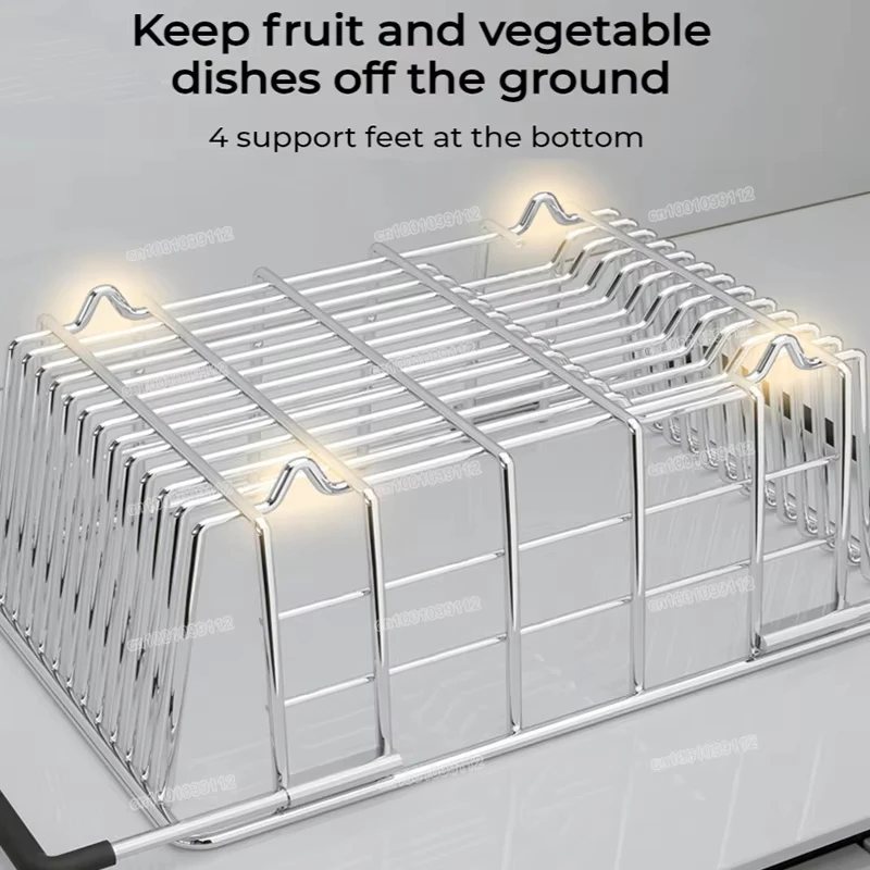 Stainless Steel Adjustable Sink Drying Rack Dish Holder Drainer for Fruit Vegetable Single Layer Expandable Drying Basket