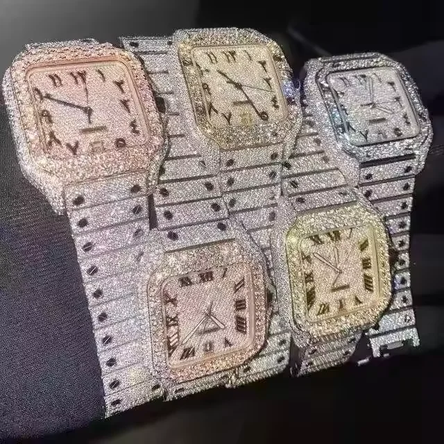 Custom Top Selling Luxury Iced Out VVS Moissanite Diamond Bust Down Premium Quality Brand New Watch for Men