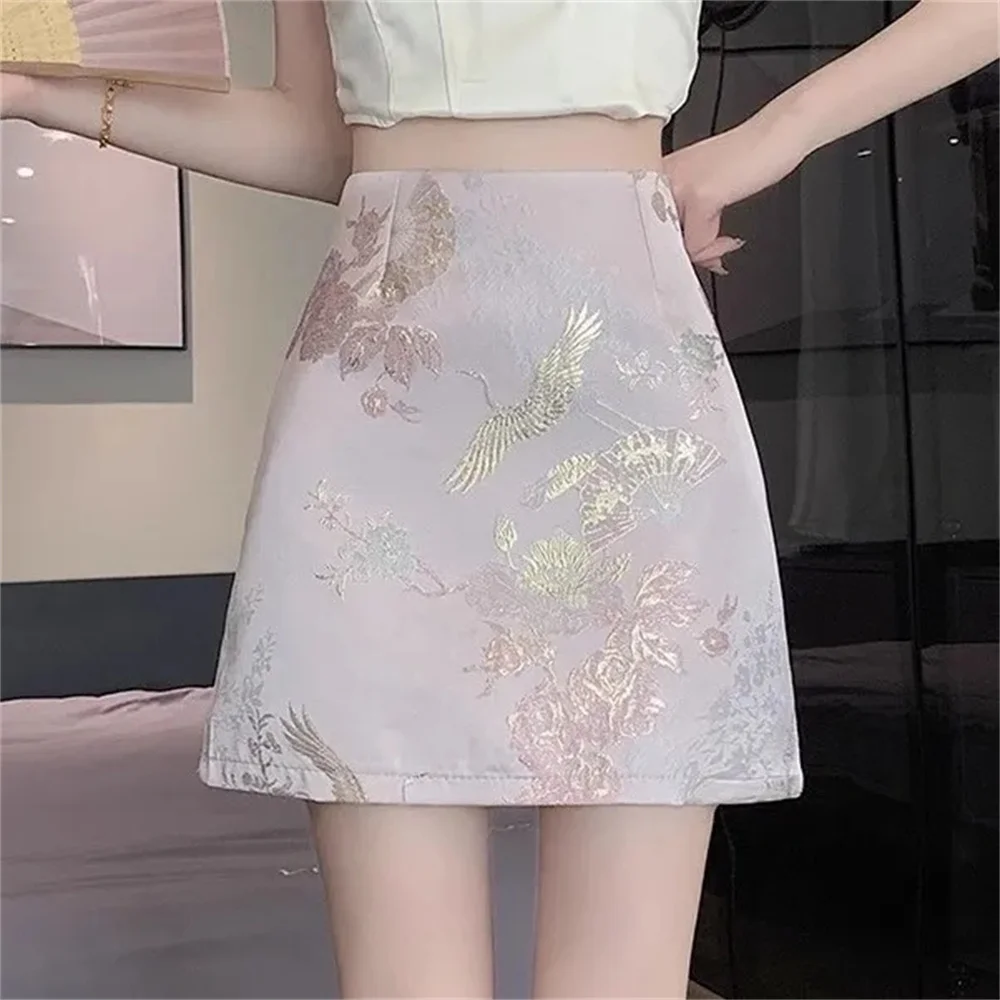 Fashion Jacquard Skirt Womens new Summer  Chinese Style Horse Face Skirt A word Hip Skirt Skirts for Women Women's Clothing