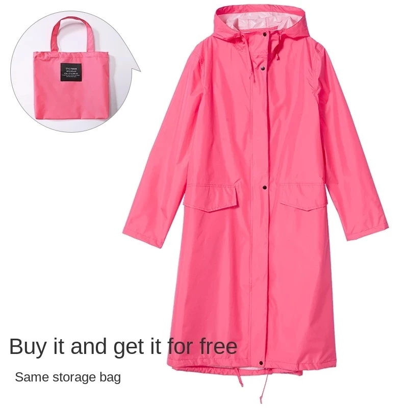 Hooded Raincoat for Men and Women, Long Rainwear Suit, Waterproof Poncho Coat, White Coating, Adult Hiking Jacket, Pure Color